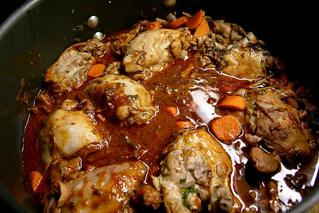 The hearty Coq au Vin dish.